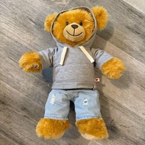 Build-A-Bear Workshop Worry-Free Bear With Outfit Gray Hoodie EUC